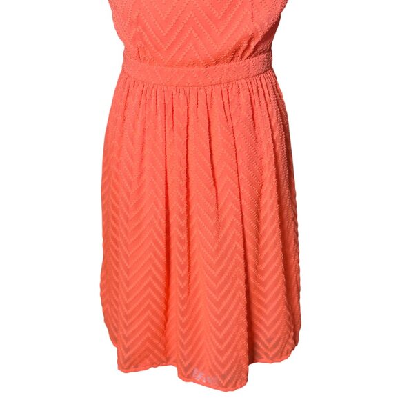 J.Crew Neon Orange Sleeveless chiffon Womens 4 Mini Dress in zigzag Beach Style - Picture 6 of 12